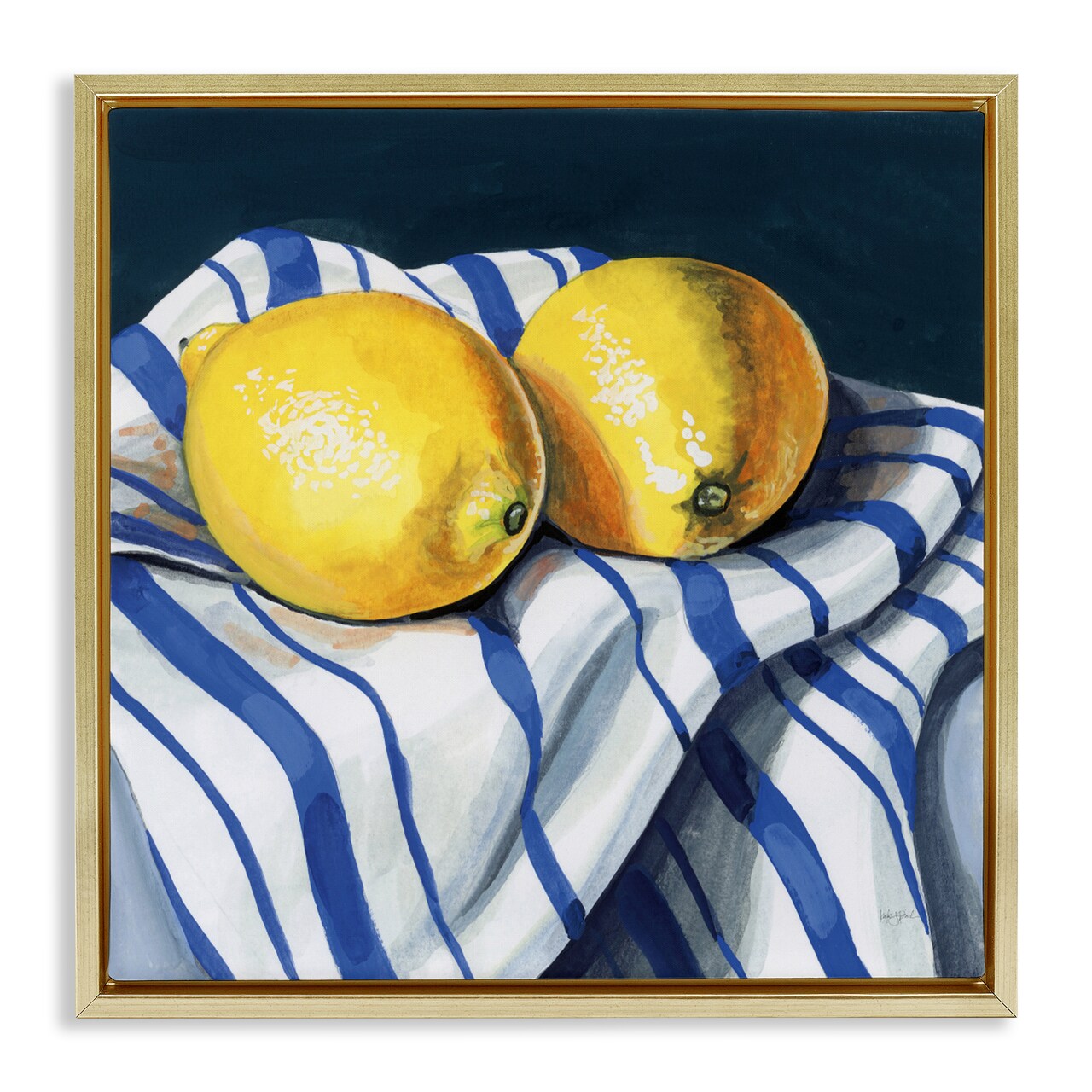 Stupell Industries Fresh Kitchen Lemons on Dishtowel Floating Frame, design by Kate Jarvik Birch